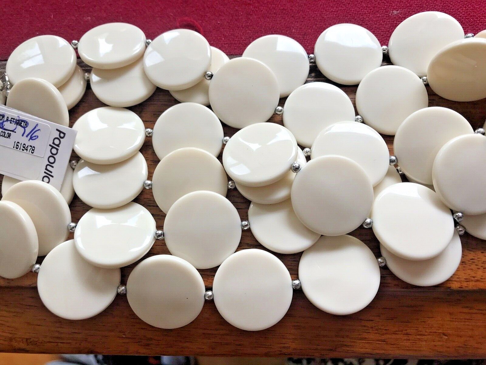 Papoula Necklace Cream Disks Silver Bead Spacers New With Box Made In Brazil