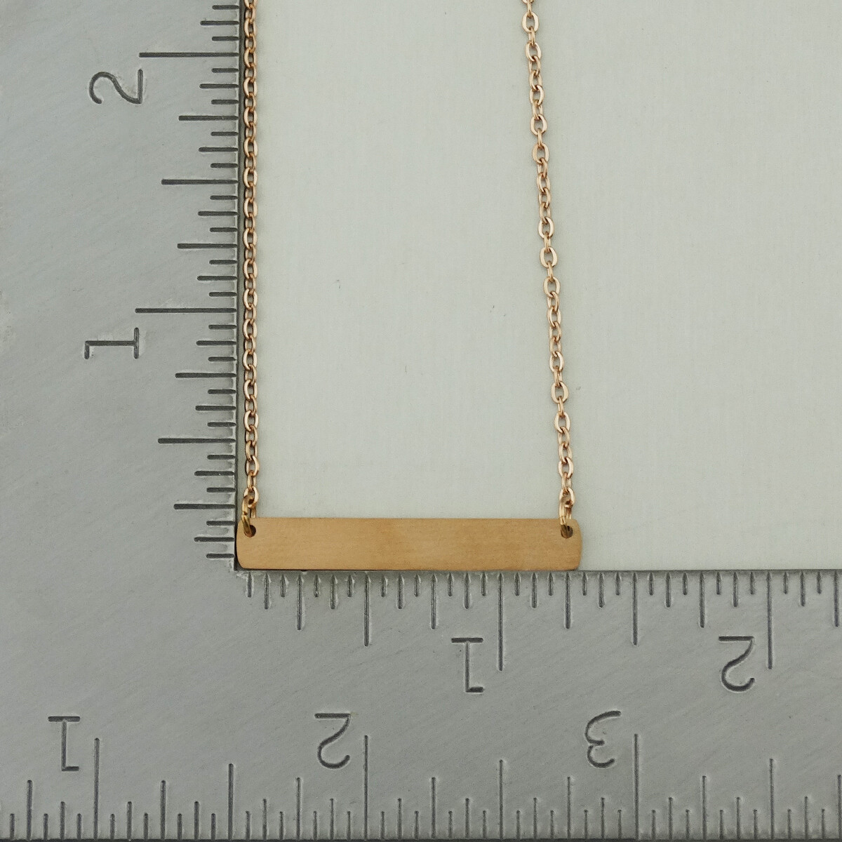 Rose Gold Stainless Steel Blank Bar Necklace – 18″ Chain Stamping Engraving