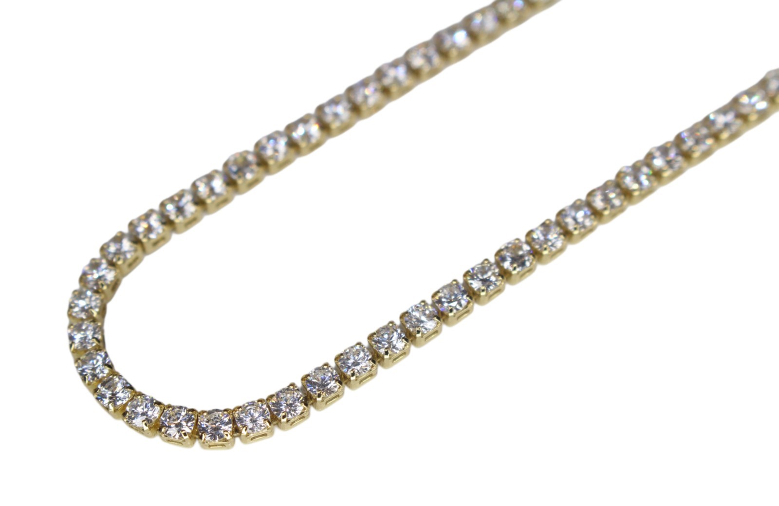 2mm Gold Tennis Chain Necklace 10ctw Lab Sim VVS1 Diamonds Heavy 12g+
