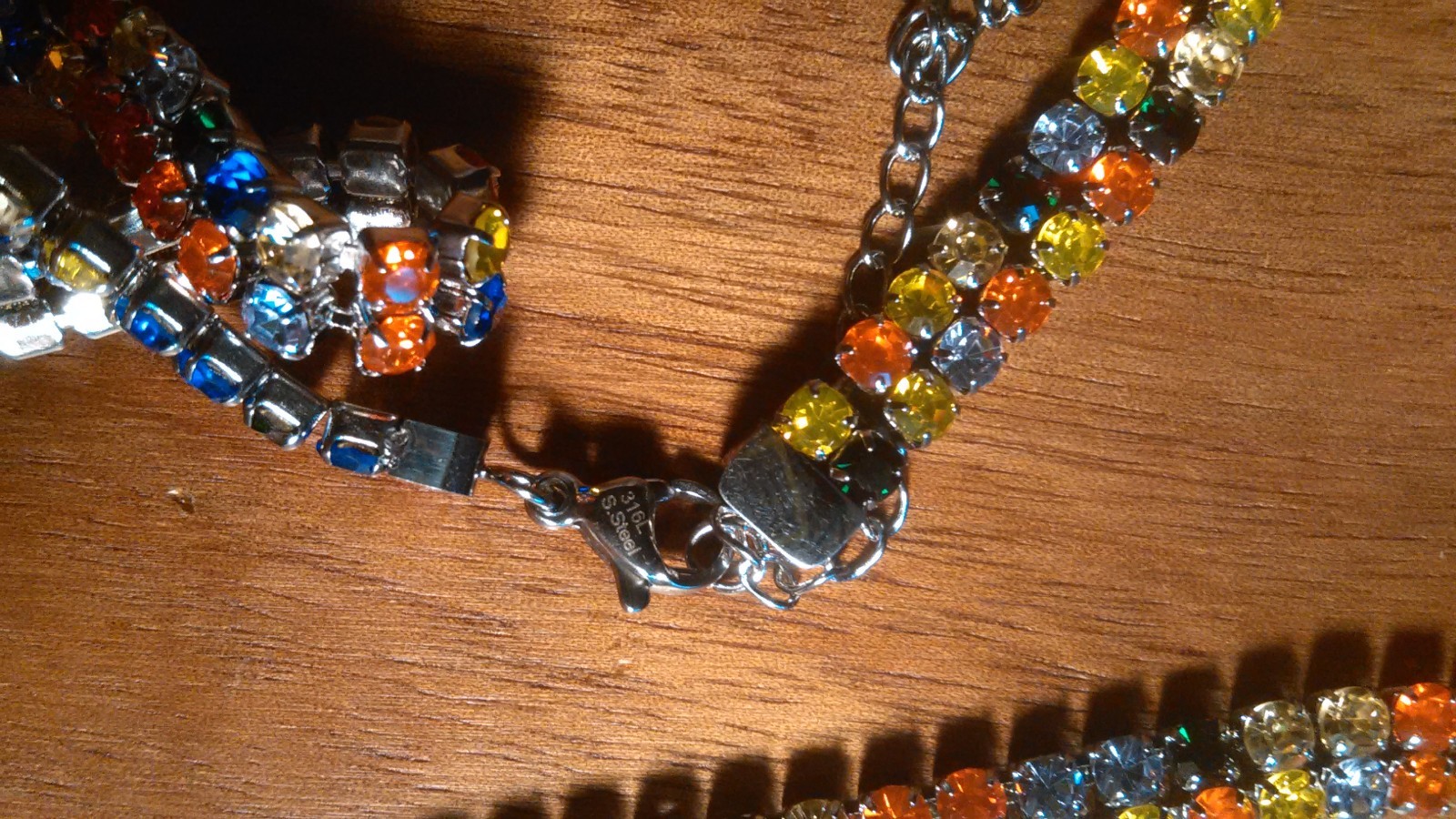 Multi-Color Austrian Crystal Stainless Steel Necklace (18 to 20 Inch)