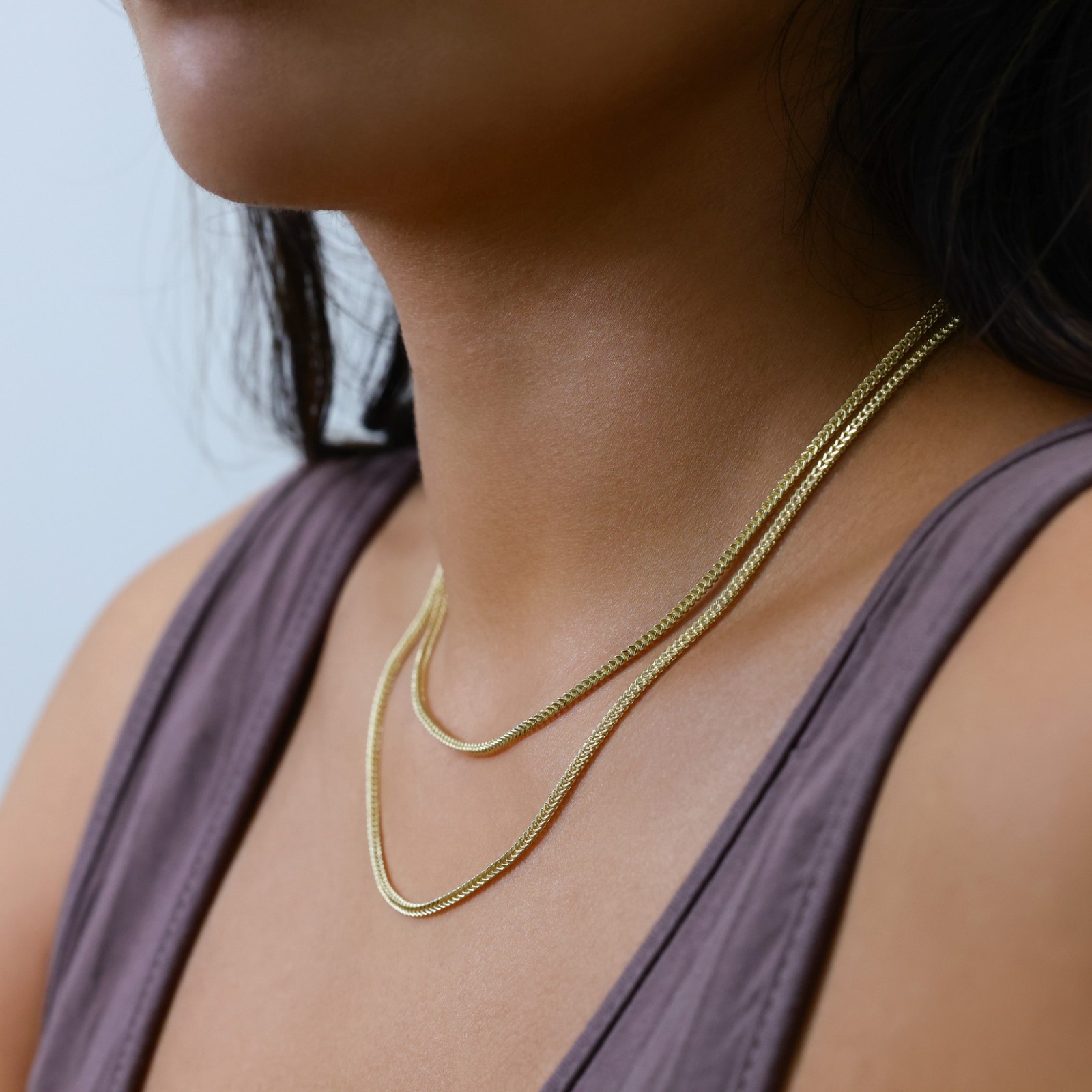 14K Yellow Gold Womens 2mm Franco Square Box Foxtail Wheat Necklace Chain 18″