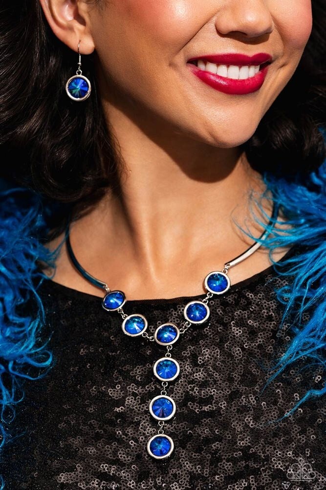 Paparazzi Cheers to Confidence – Blue – UV Gems – Necklace and Earrings