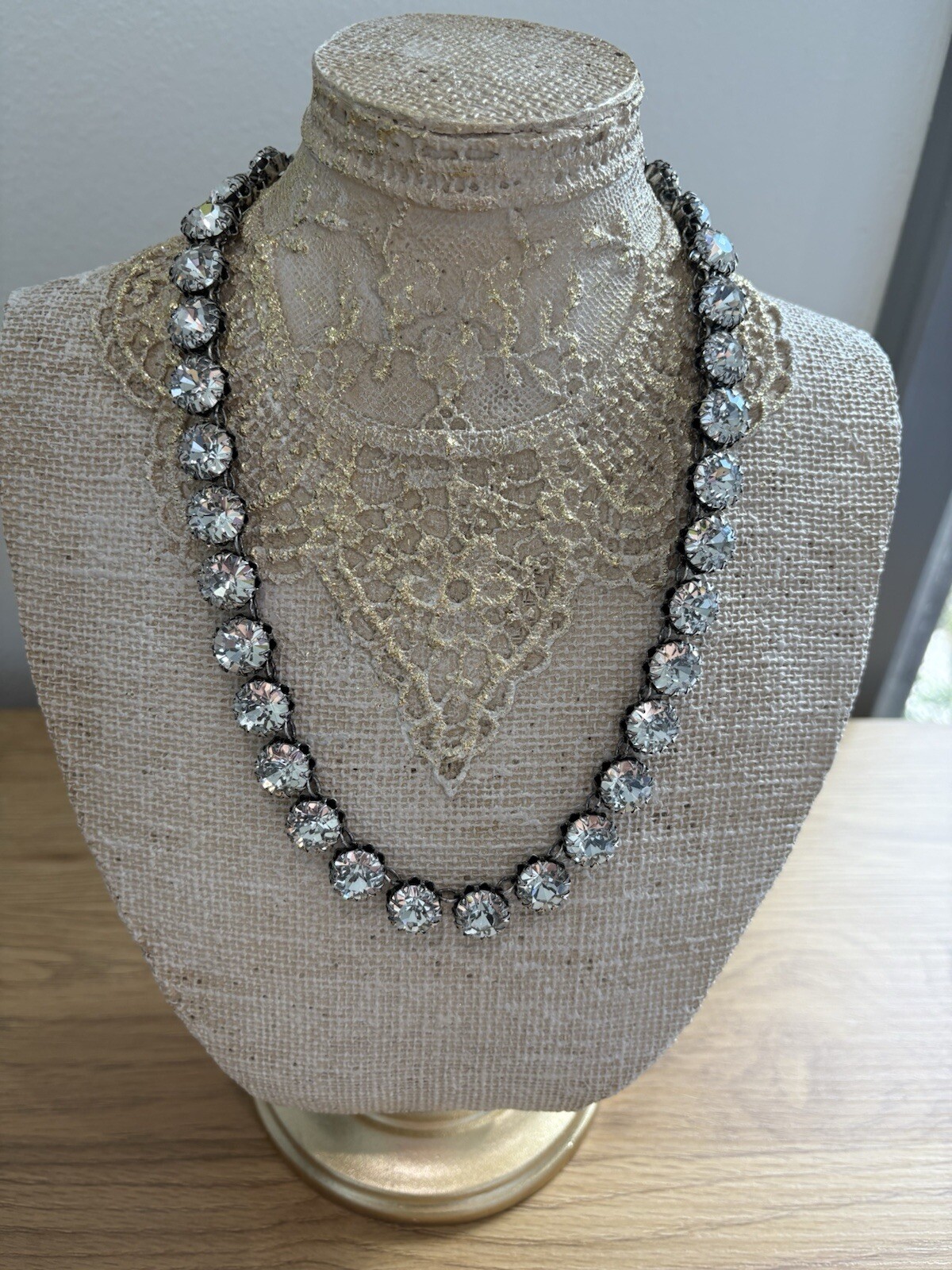 Rare Stella & Dot Necklace 12 mm Crystal Rhinestone Regency Statement 18-19”