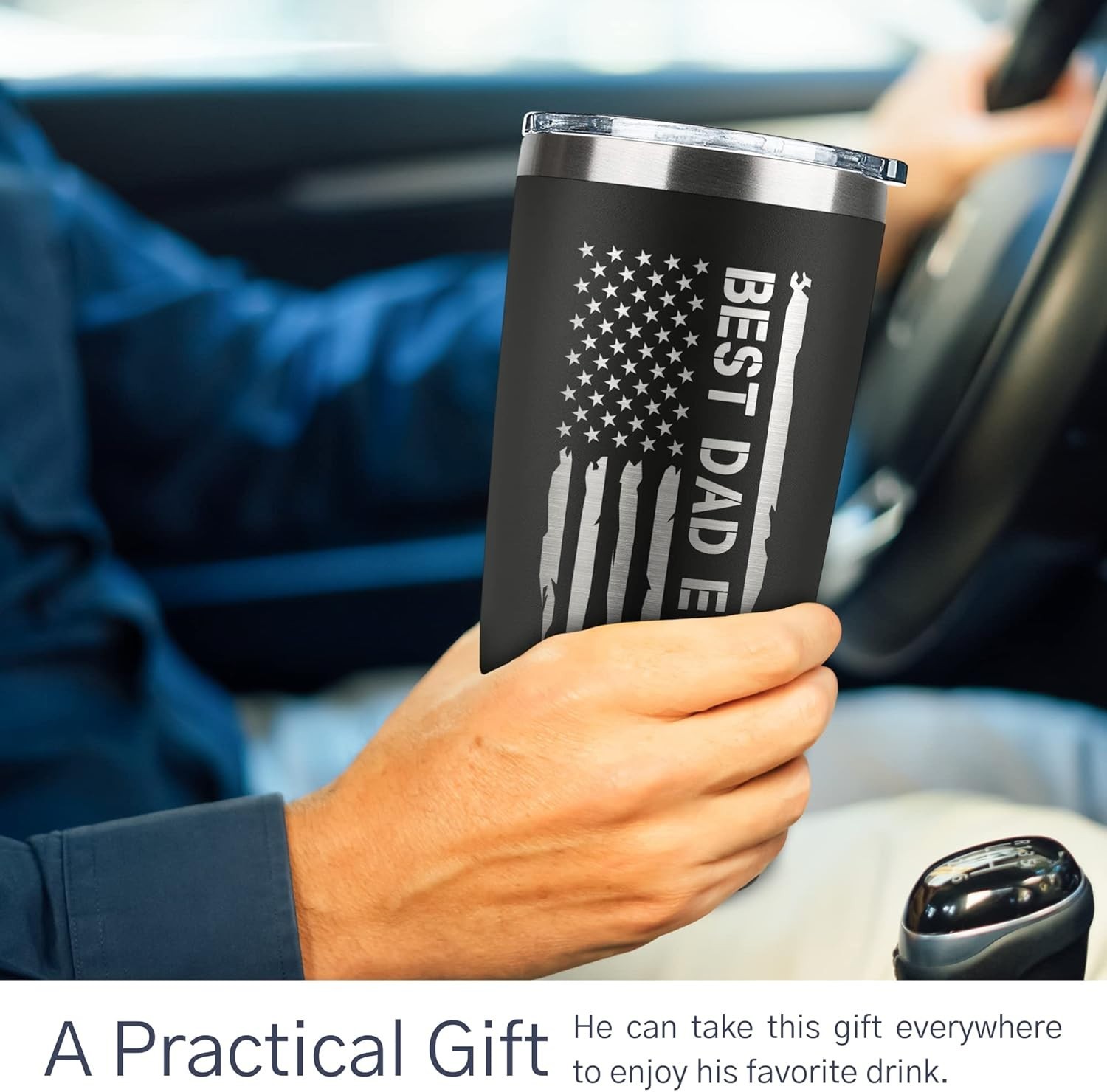 Portable 20 Oz Stainless Steel Tumbler – Ideal Gift for New Dads and Step Dads