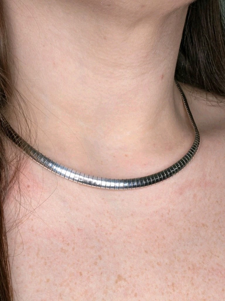 18” 28g MADE IN ITALY OMEGA LINK NECKLACE STERLING SILVER FINE JEWELRY