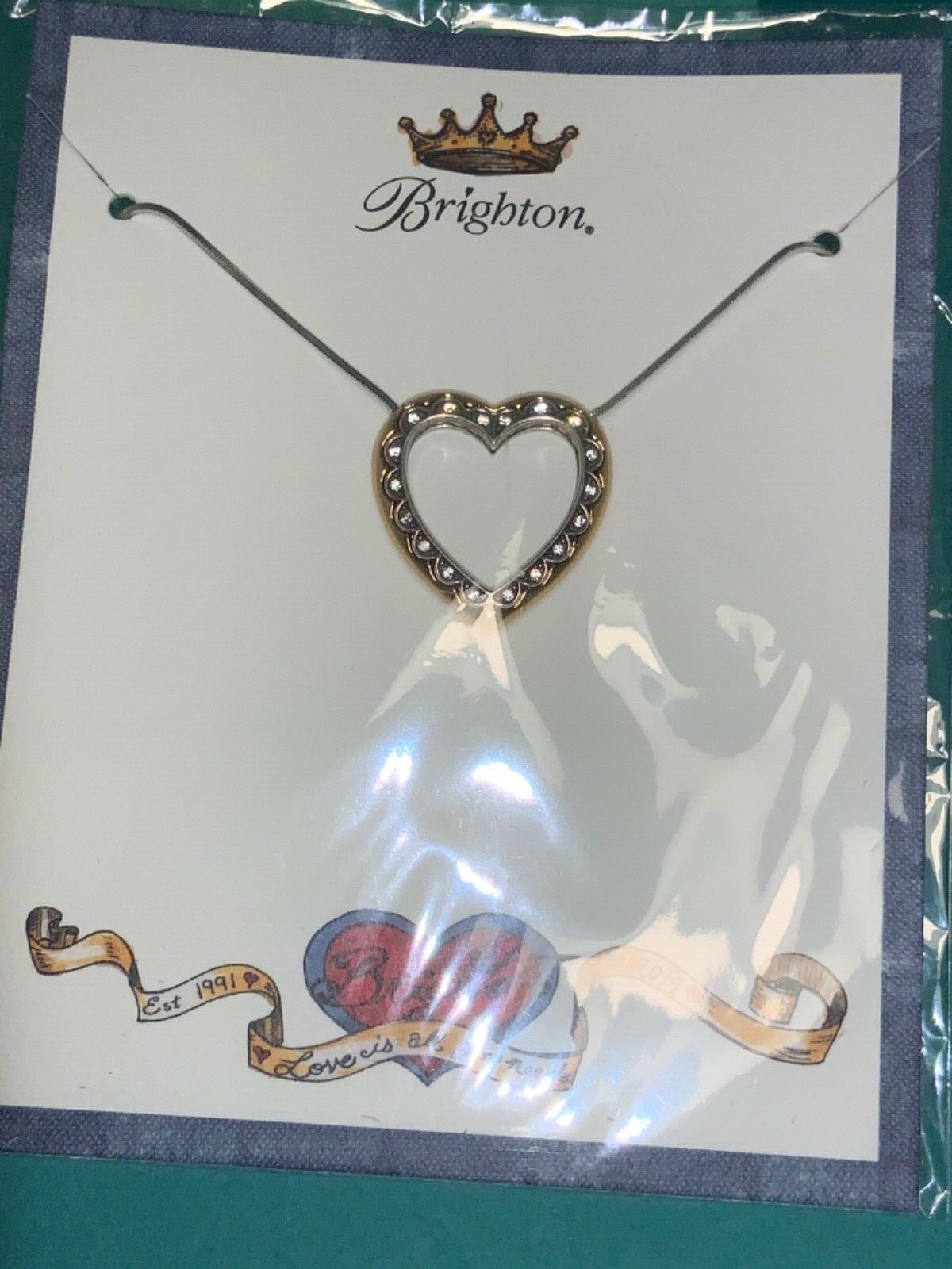 🌸 BRIGHTON 2 Tone Crystal Primevera Reversible Heart Necklace (N21) NWT🌸