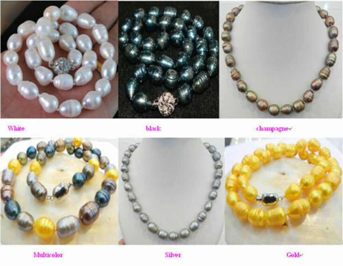 Rare Natural Multi-Color 10-11MM South Sea Freshwater Culture Pearl Necklace 18″