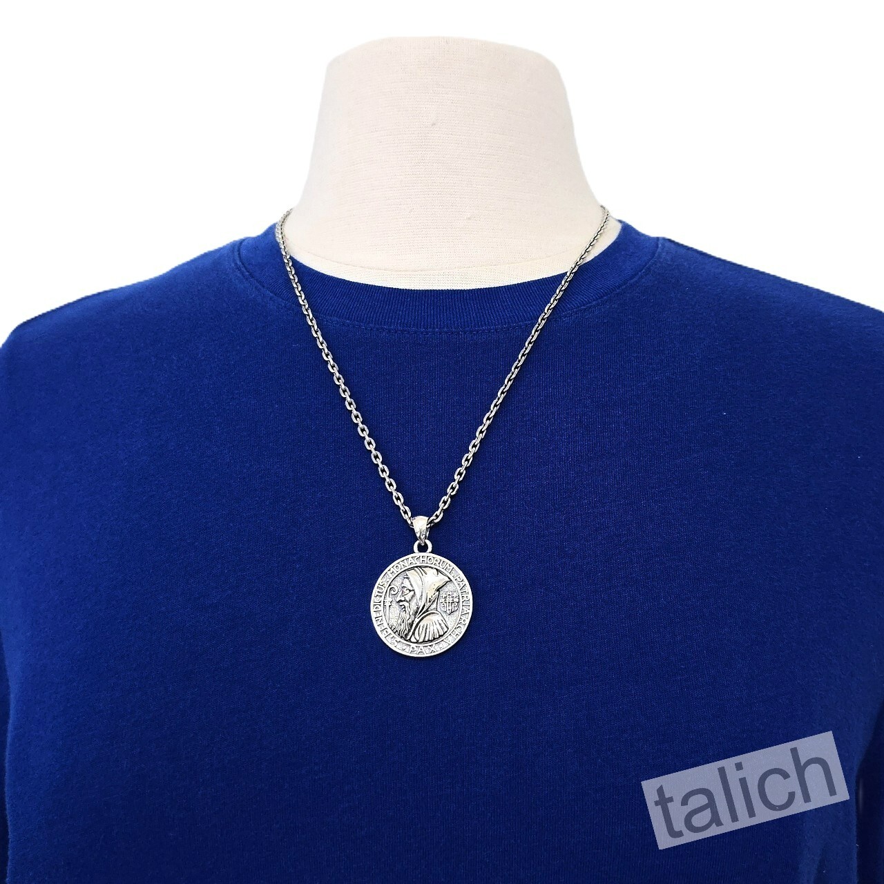 Solid 925 Sterling Silver Saint Benedict Medal Round Pendant Amulet Great Gift