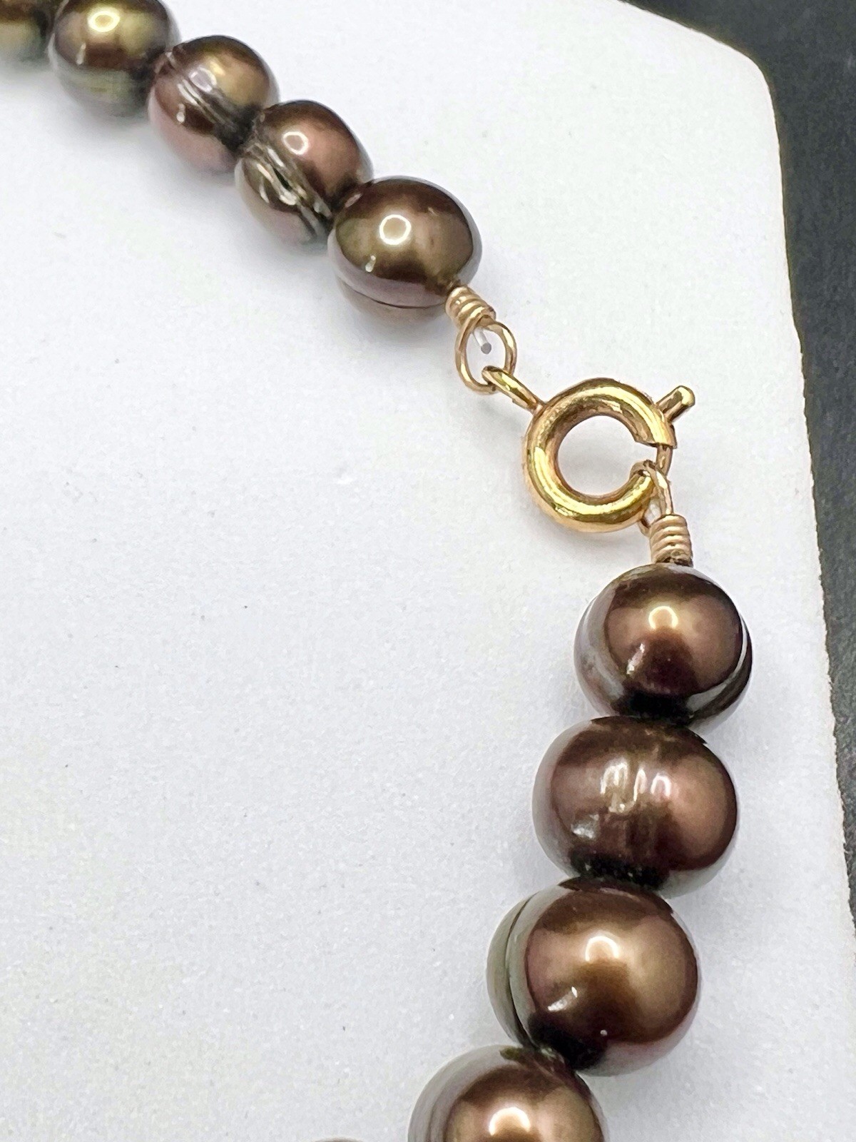 Freshwater Pearl 22” Strand Necklace Chocolate Brown / Bronze 6mm