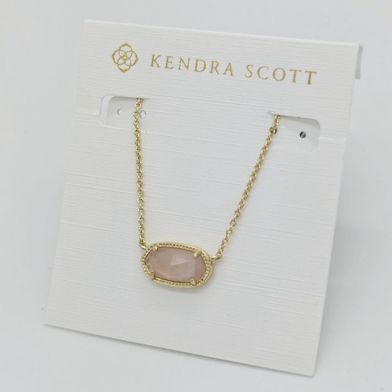 New Kendra Scott Elisa Gold Pendant Necklace In Pink Quartz