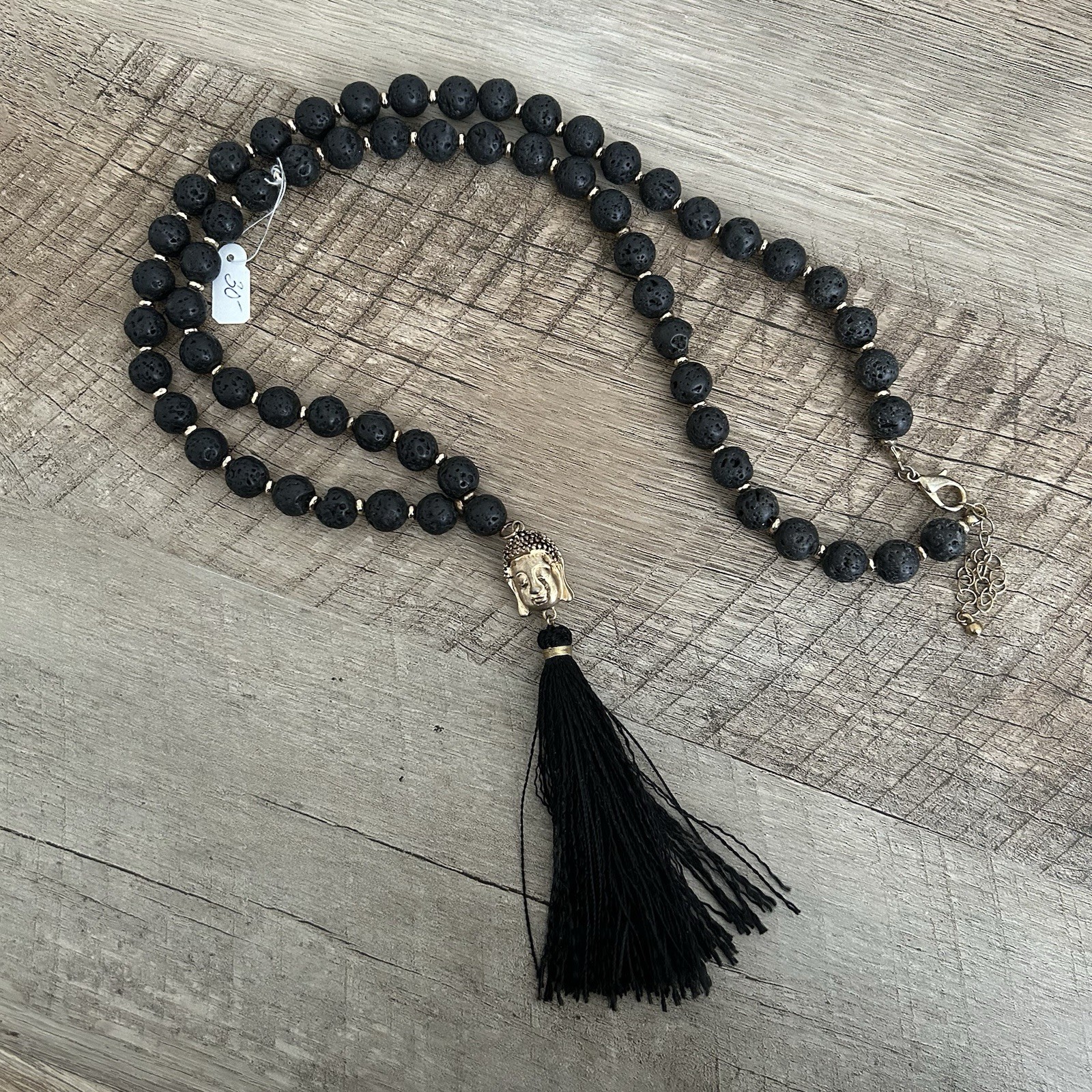 NEW Mala Style Buddha Lava Rock Necklace