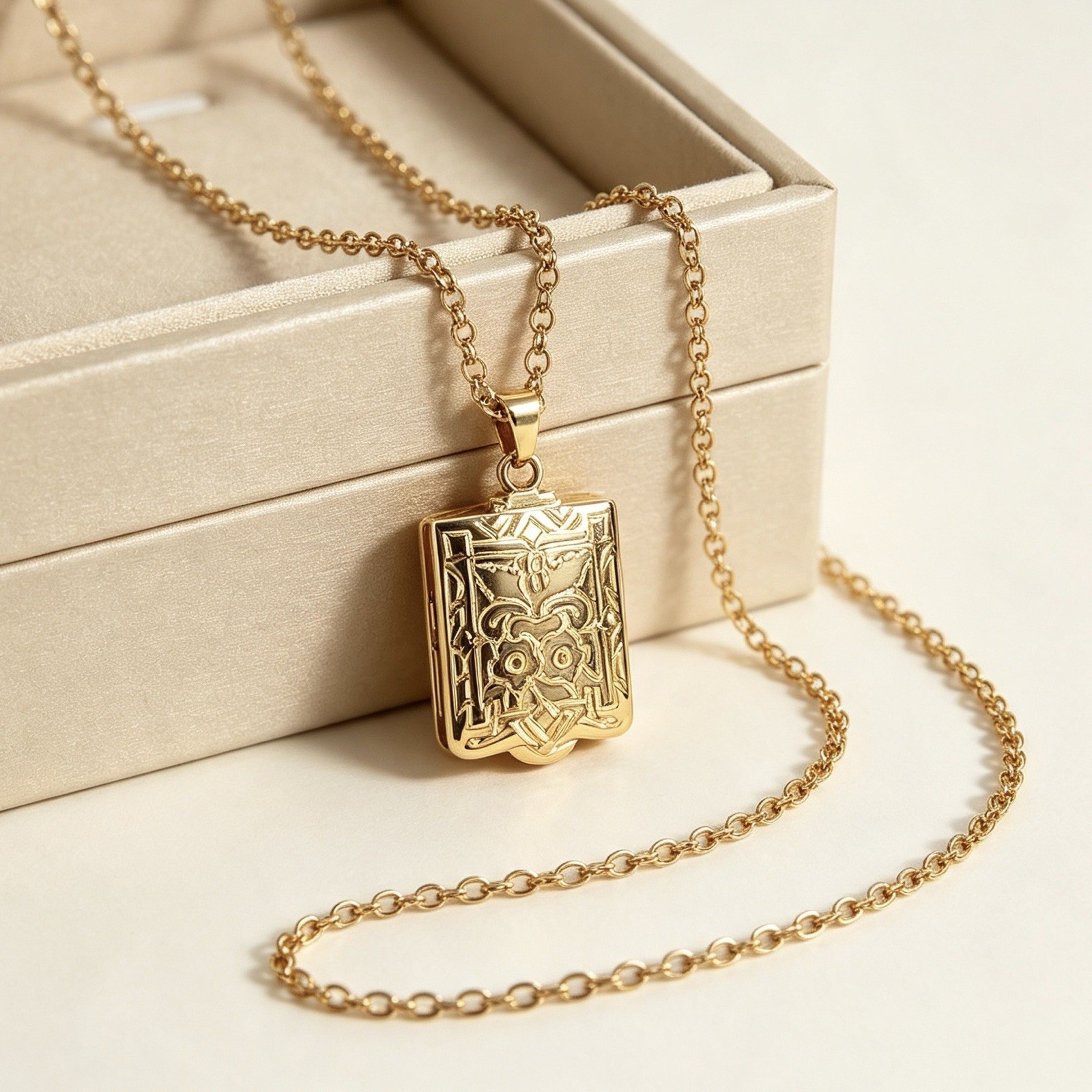 9ct Gold GF Photo Locket Necklace 50cm / 20” Adjustable Chain 9K Gold Filled