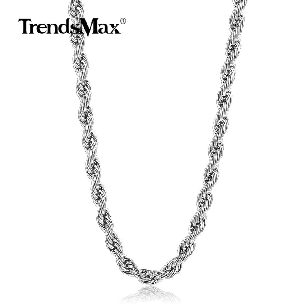 3/5/7mm Rope Twist Link Chain Stainless Steel Necklace 16″-30″ Men Women chain