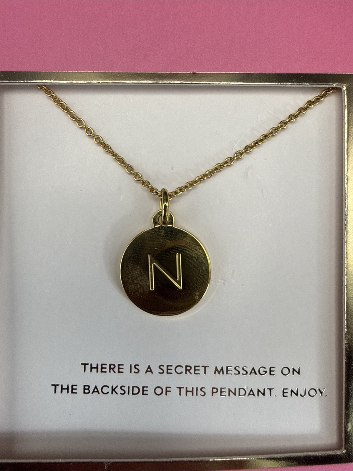 NEW Kate Spade Gold Tone Round N Initial Pendant Necklace 17-20” Adjustable
