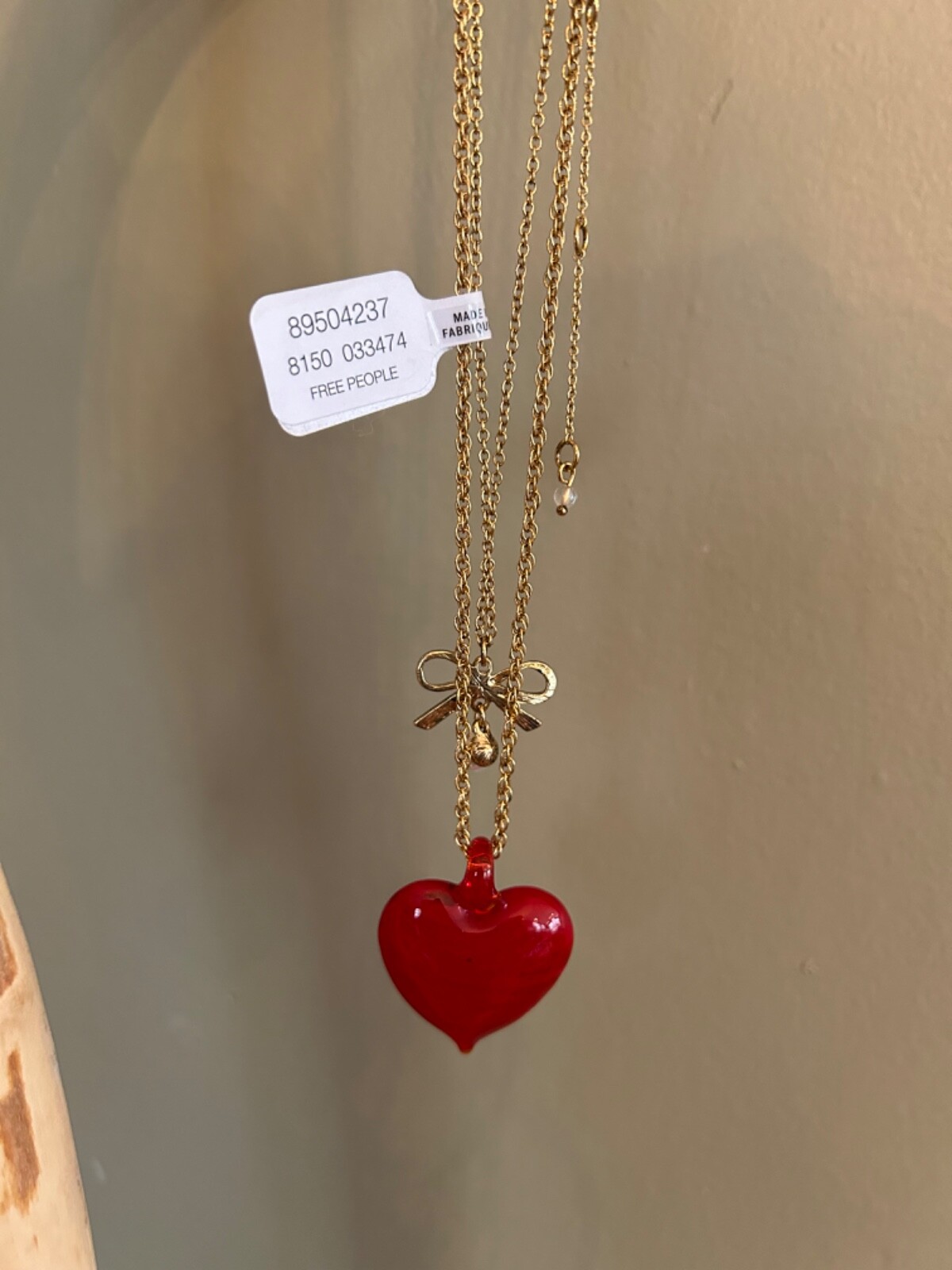 free people necklace half past nine 14ct gold plated red heart Valentine’s Day
