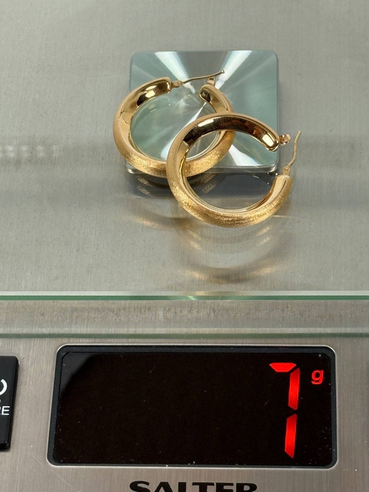 VOGA Collection 18K Gold Electroform Choice of Finish Hoop Earrings – SATIN 1″