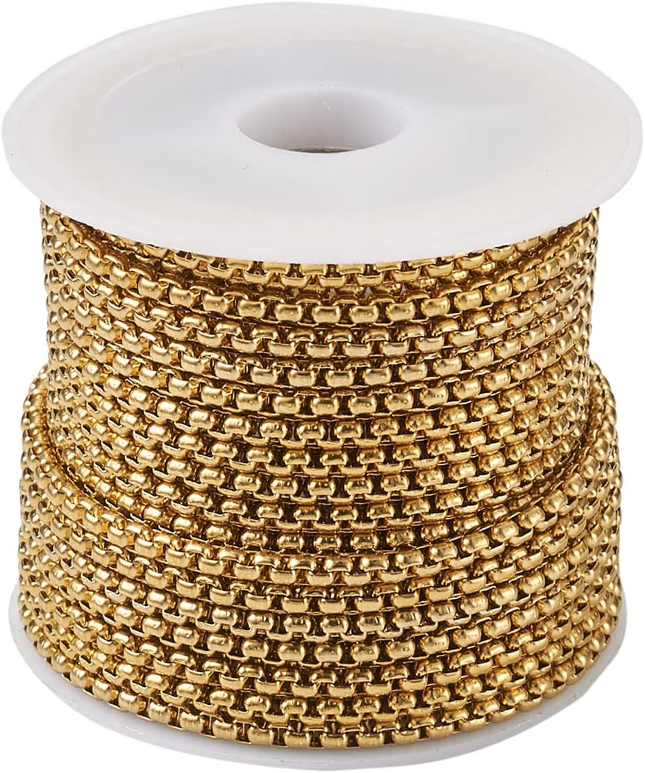 Stainless Steel Rolo Cable Chain Venetian Box Link Chain for Men Women Jewelry