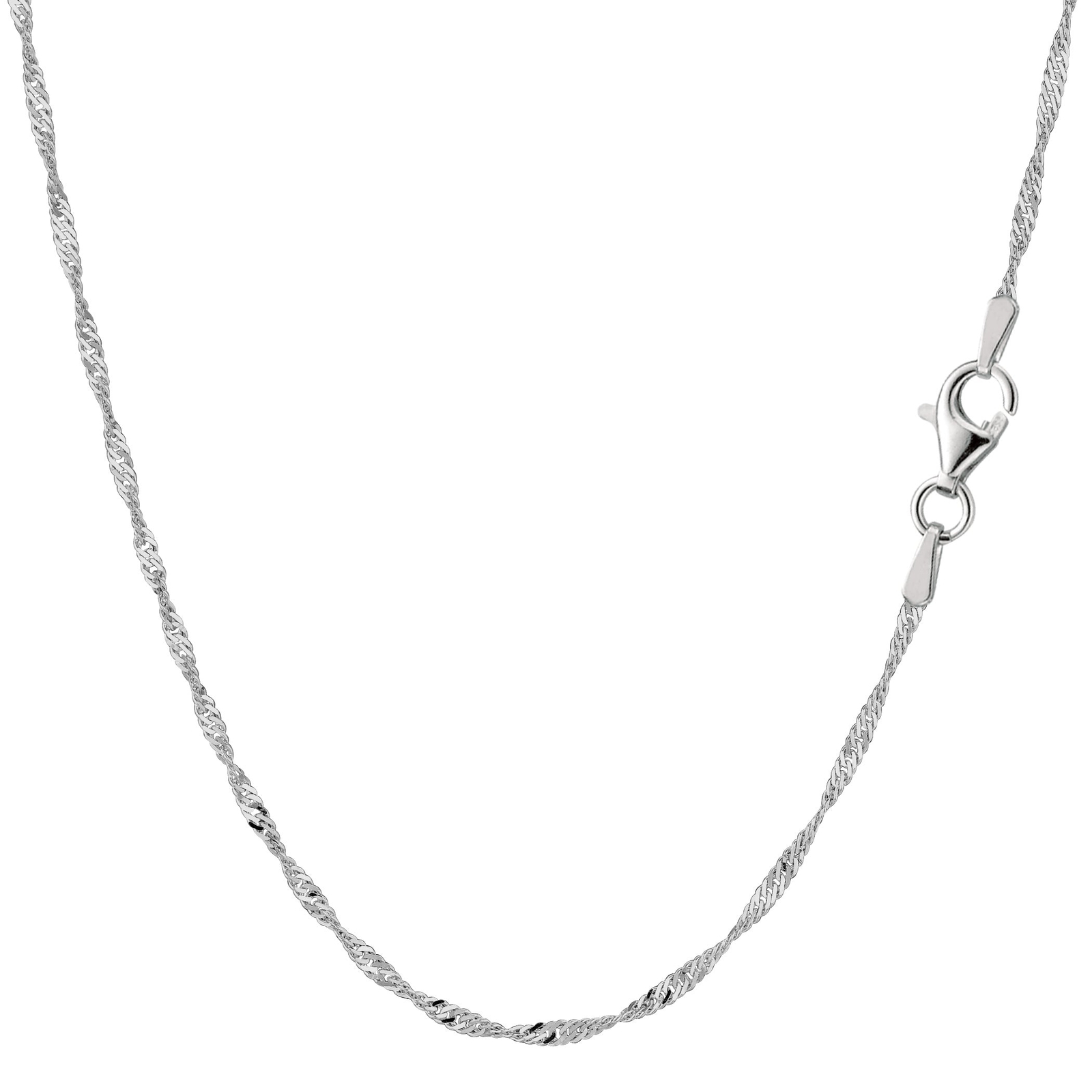 Sterling Silver Rhodium Plated Singapore Chain Necklace, 1.6mm, 16″