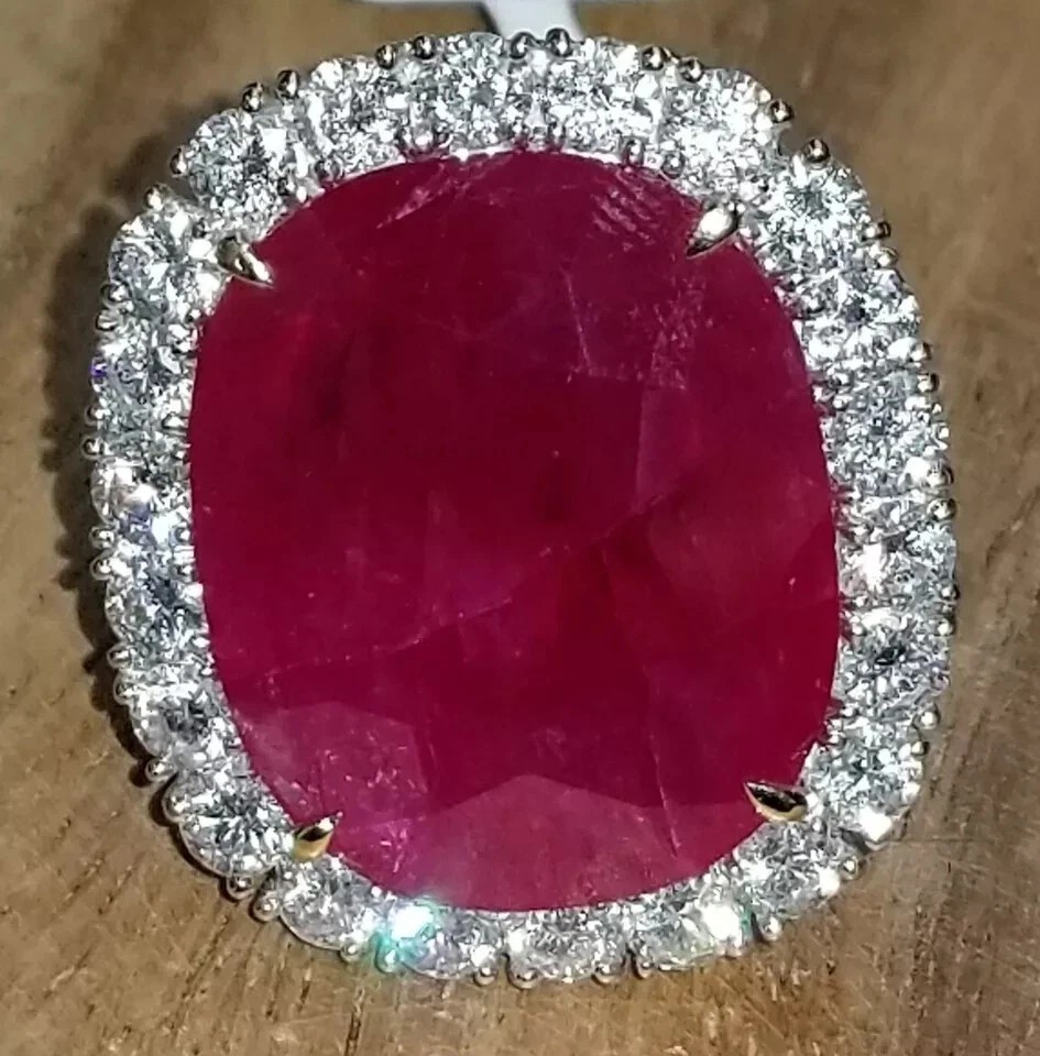 8.00 Ct Natural Ruby Diamond Engagement Wedding Ring 14K Solid White Gold