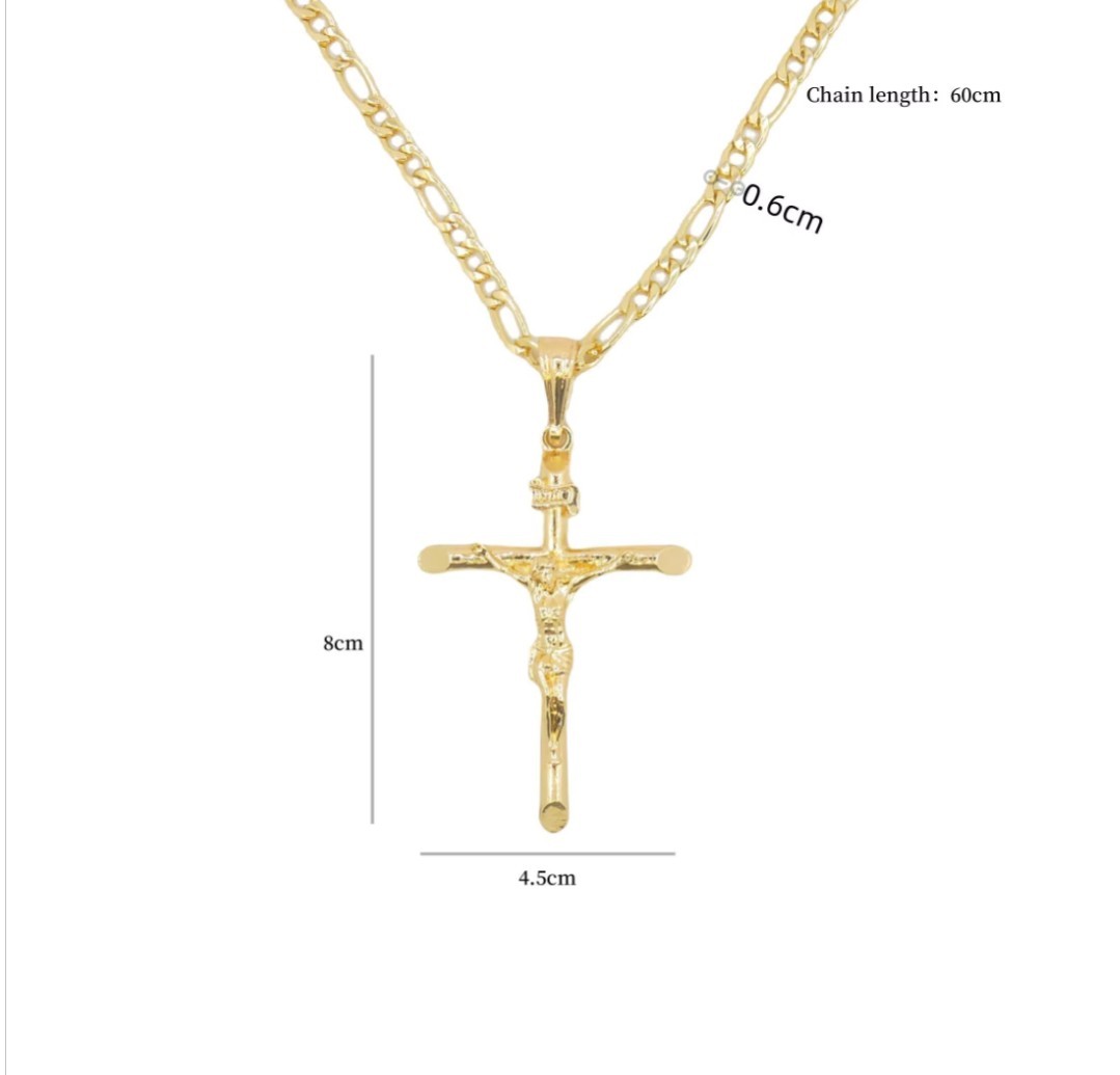 Gold-plated chain Jesús Pendant Cross necklace