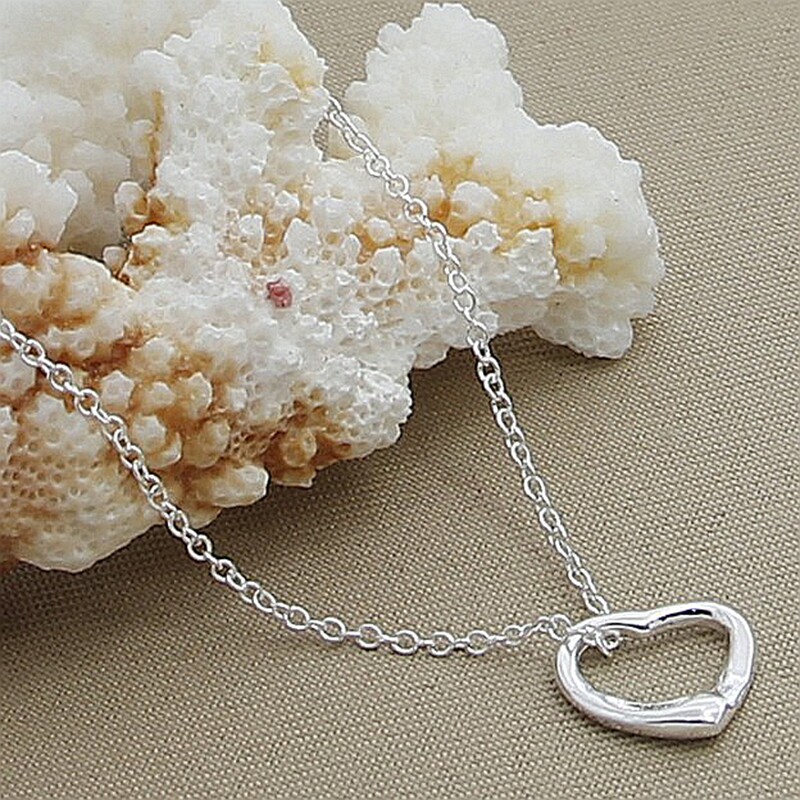925 Sterling Silver Classic Heart Pendant Necklace For Women Wedding Engagement