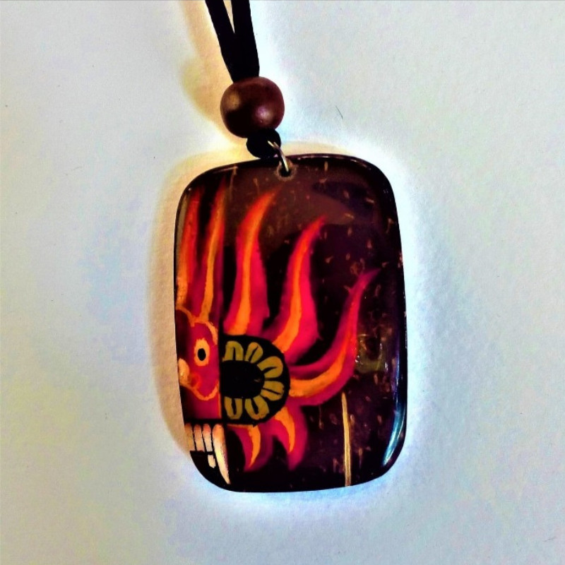Women Men Fashion Juwelry Coconut Shell Brown Mask Necklace Pendant New unit