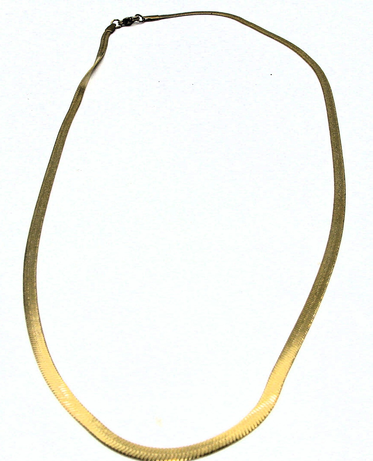 Elegant Gold Tone Herringbone Necklace 23 Inch Flat Chain Lobster Clasp Gift