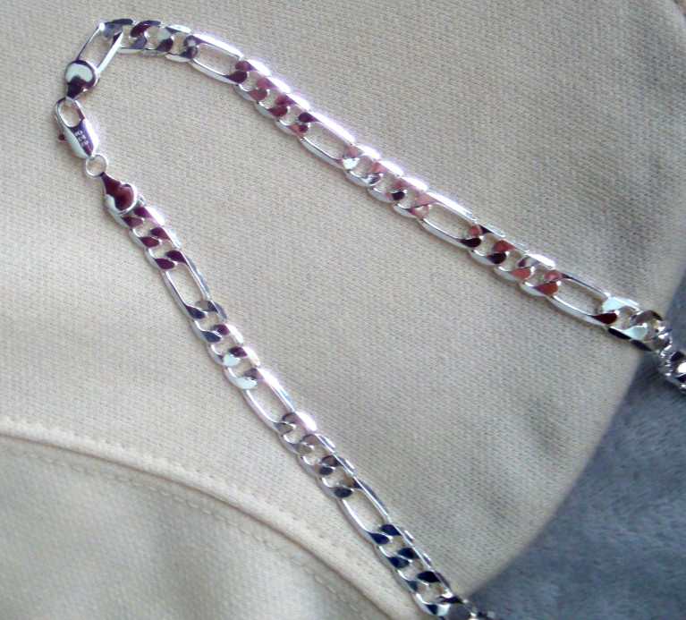 Figaro Chain 925 Sterling 8mm Long and Short Link Fagarucci Curb Italian