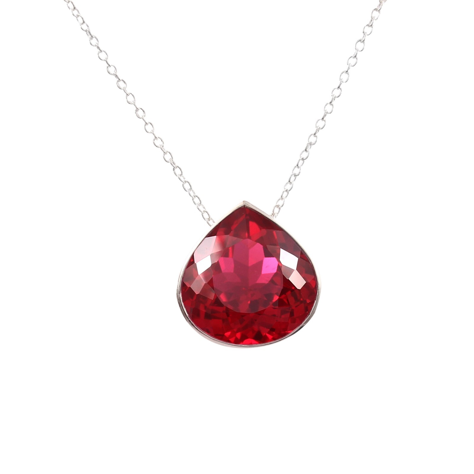 AAA Red Ruby Heart Cut Gemstone 925 Silver Pendant Anniversary Engagement Gift