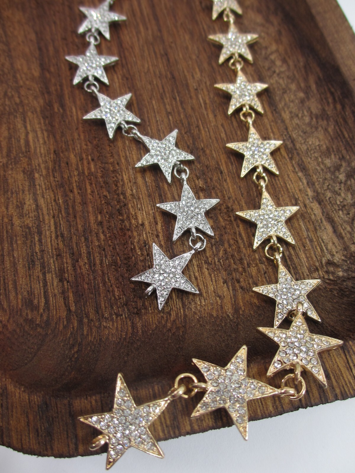 Rhinestone Crystal Star Necklace Lariat Choker Long Twinkle Charms Sparkle Drops