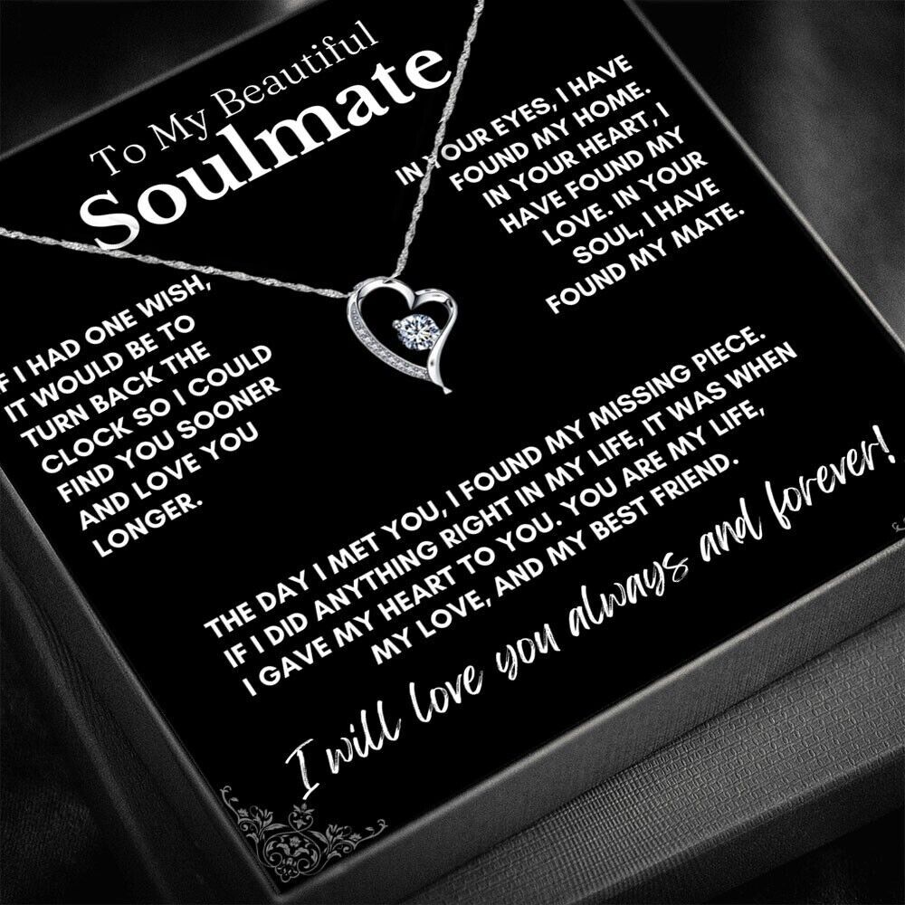 To My Soulmate/Wife Necklace Gift for Valentine Fiancée/Girlfriend Gifts for Her
