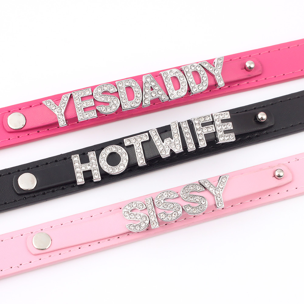 Necklace Choker Custom Chocker Collar BDSM Gift DIY SISSY Adjustable Letters