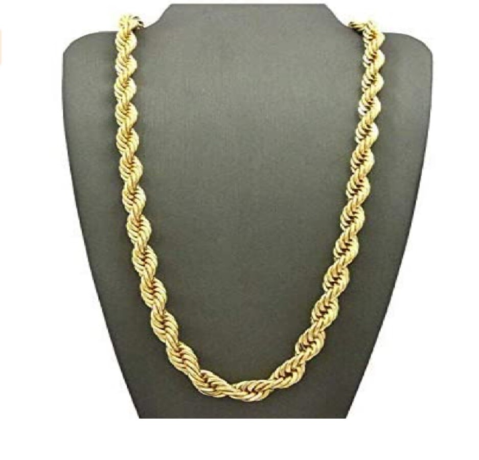 18K Gold Filled 4mm Wide 16″/18″/20″/22″/24″/26″/28″/30″/32″ Rope Chain Necklace