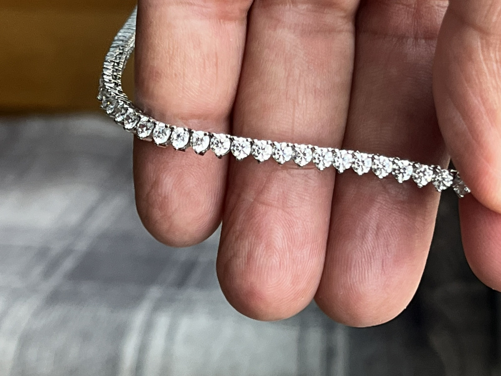 925 Sterling Silver / CZ Necklace China 23 grams 18 Inches Long