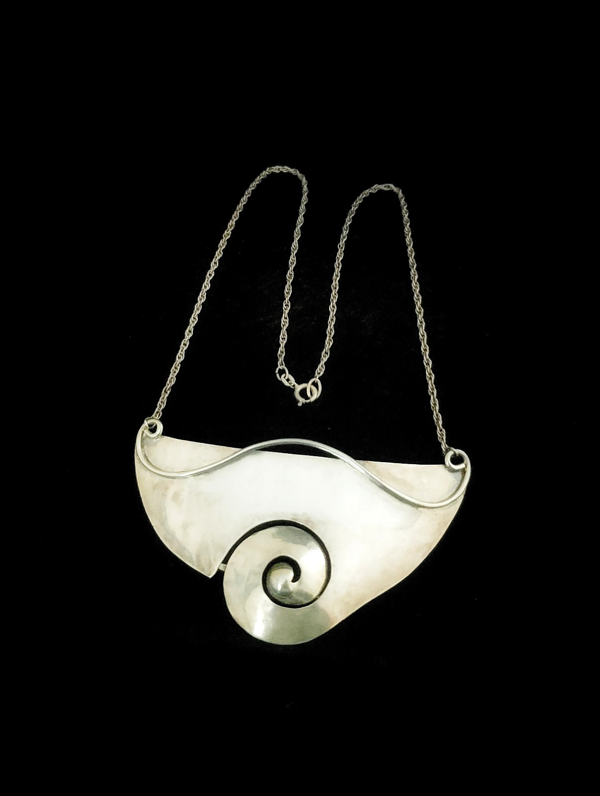 20″ Large Handcrafted Solid Sterling Silver Modernist BOHO Necklace. FLAWLESS!