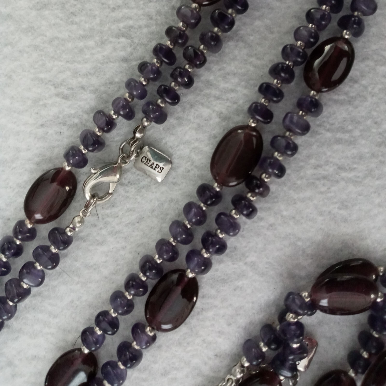 Chaps By Ralph Lauren 32″ & 18″ Necklace Set In Purple W/ Silver Tone Accents