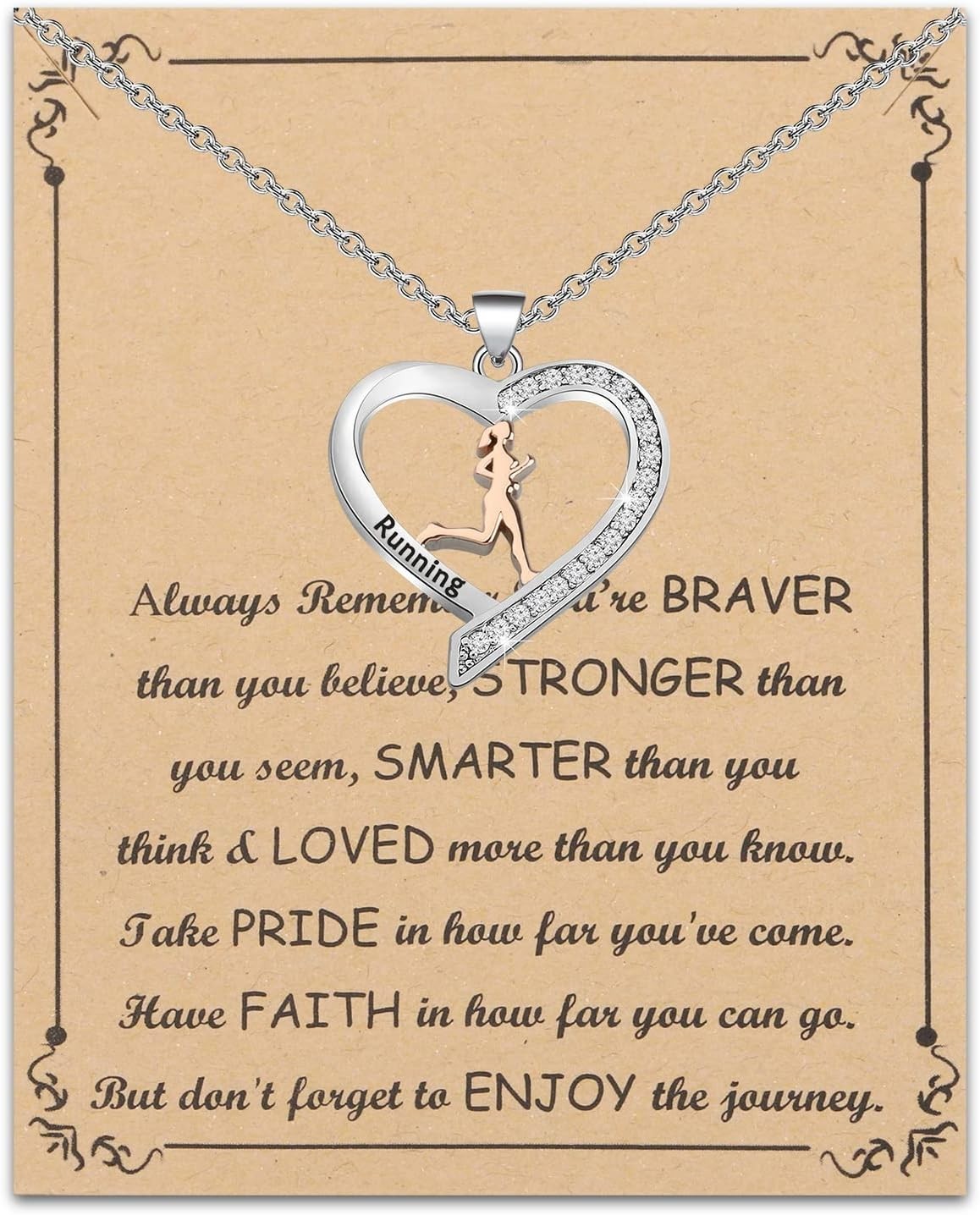 Inspirational Stainless Steel Running Necklace for Women – Adjustable 17+1.97in