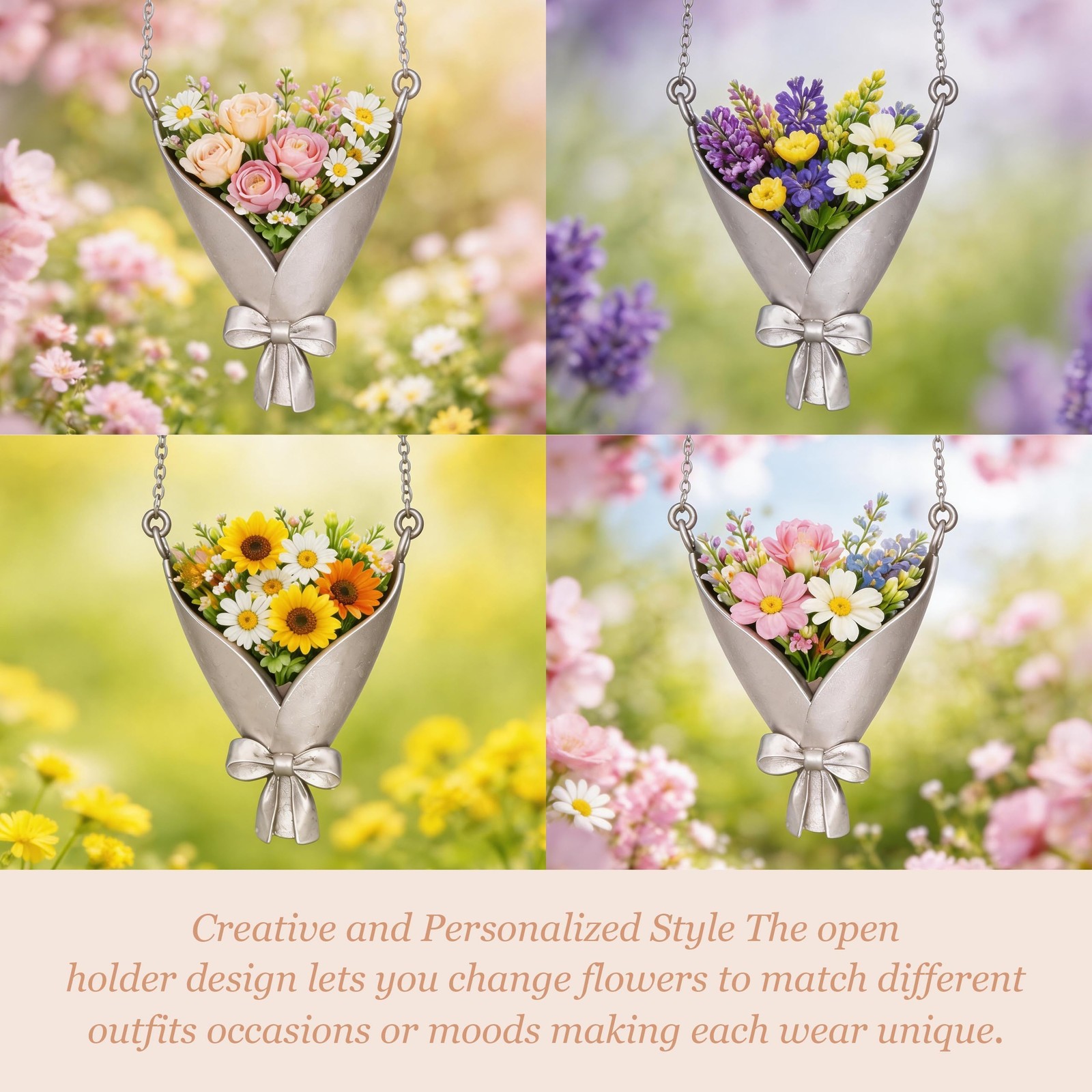 Flower Holder Necklace for Women Flower Vase Pendant Floral Keepsake Jewelry …