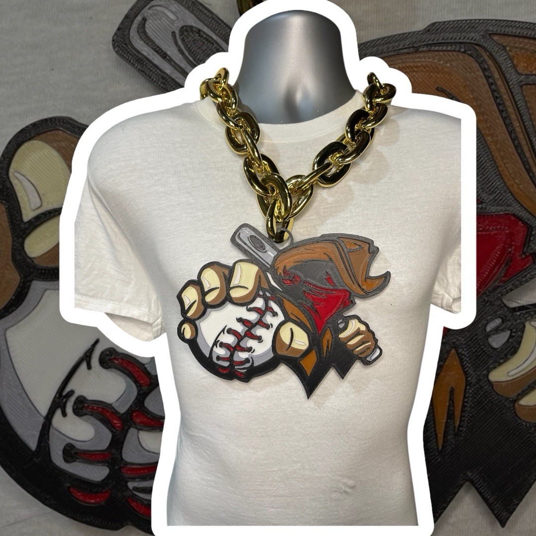 Custom Sports Team Fan Chain School Logo Necklace Pendant MVP Oversized Turnover