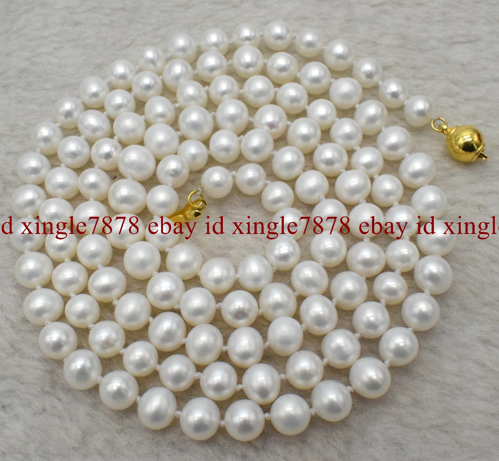 Natural 7-8mm RealWhite Freshwater Cultured Pearl Necklace 18-100″