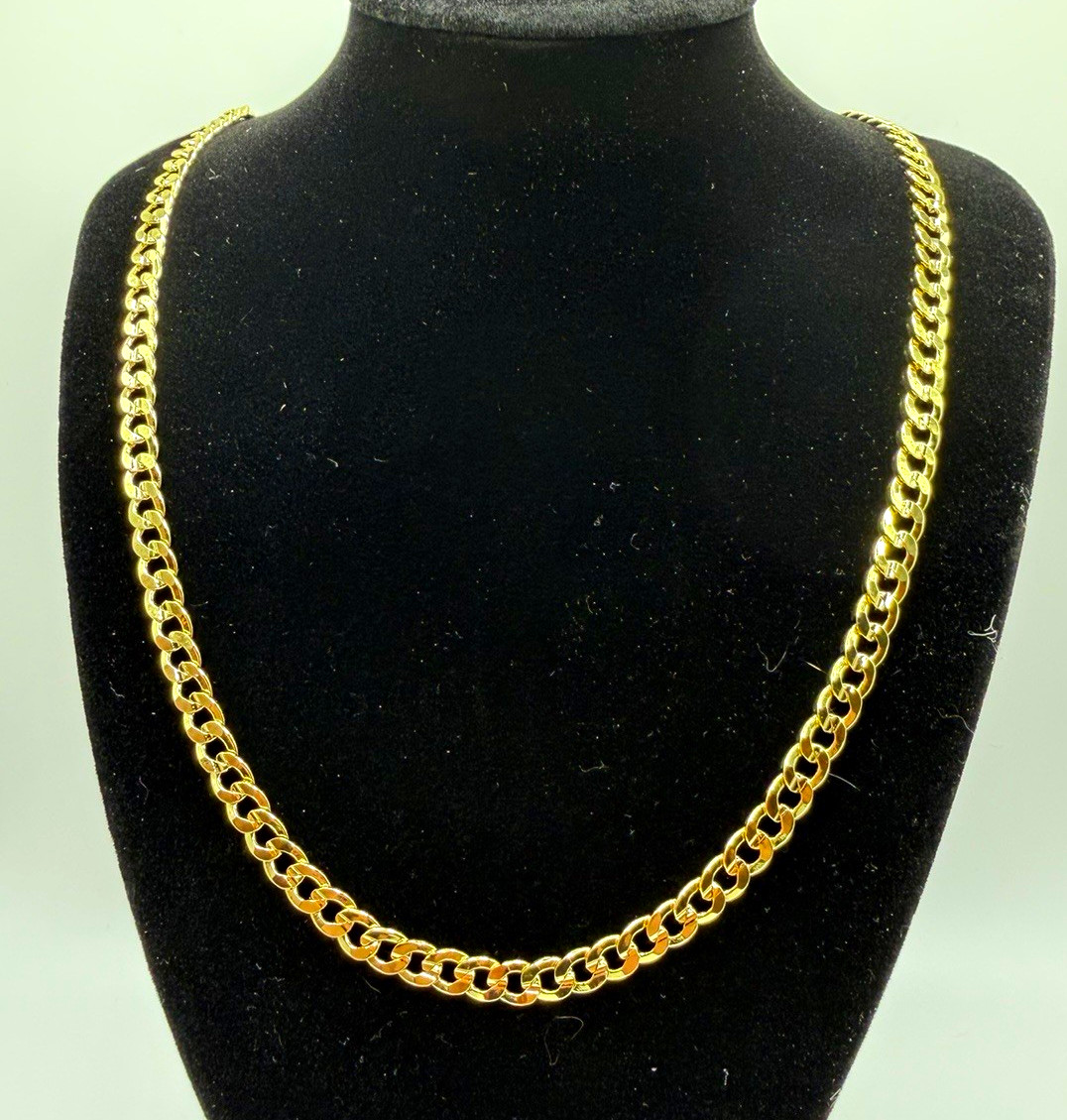 22” 5mm 14K Gold Plated Flat Curb Link Chain Necklace 18g