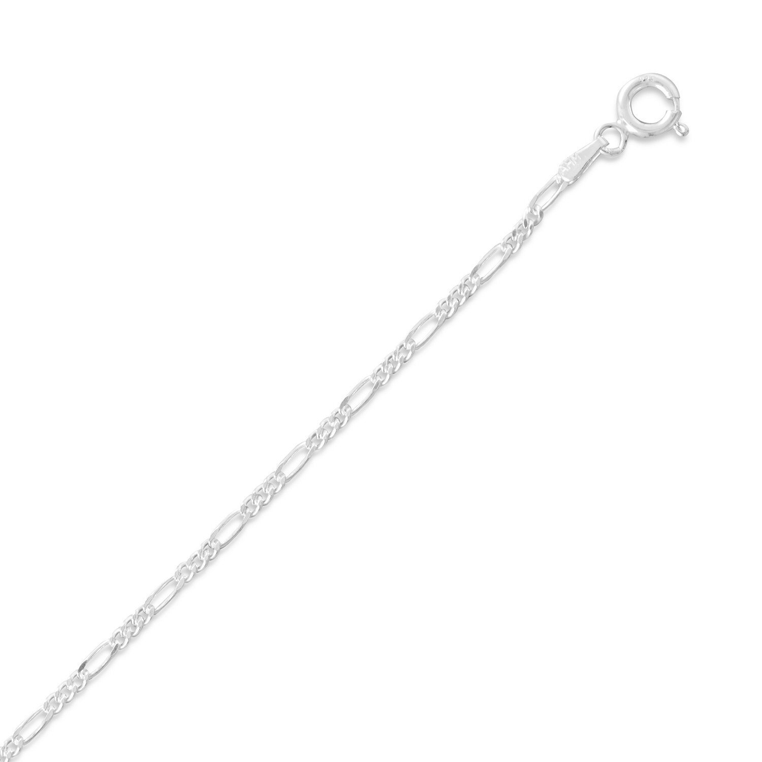 Authentic 925 Silver Unisex 1.7mm Figaro Chain Necklace 16″ 18″ 20″ 22″ 24″ 30″