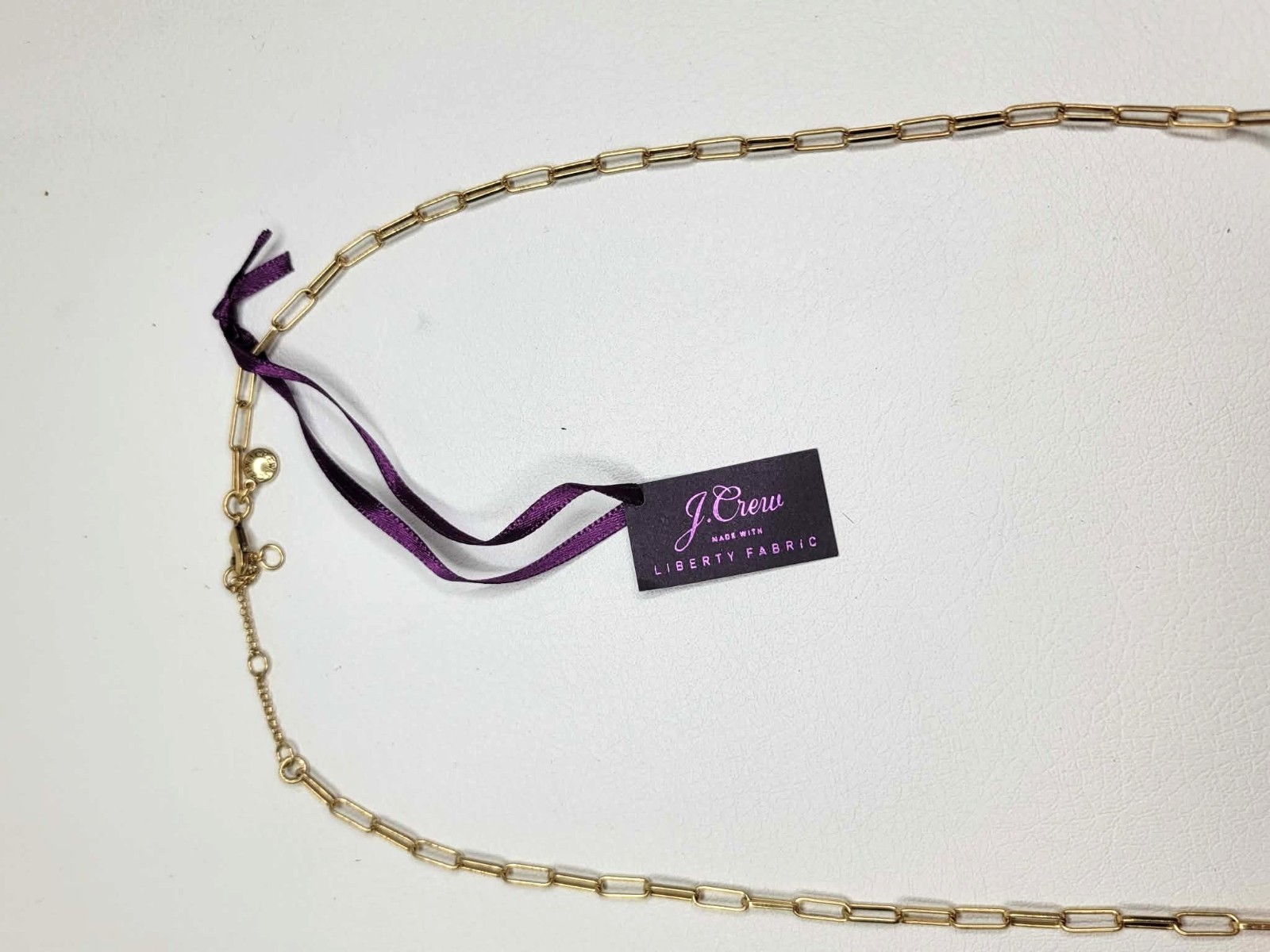 J.CREW 28″ Liberty Fabric White Floral Print Gold Color Chain Necklace