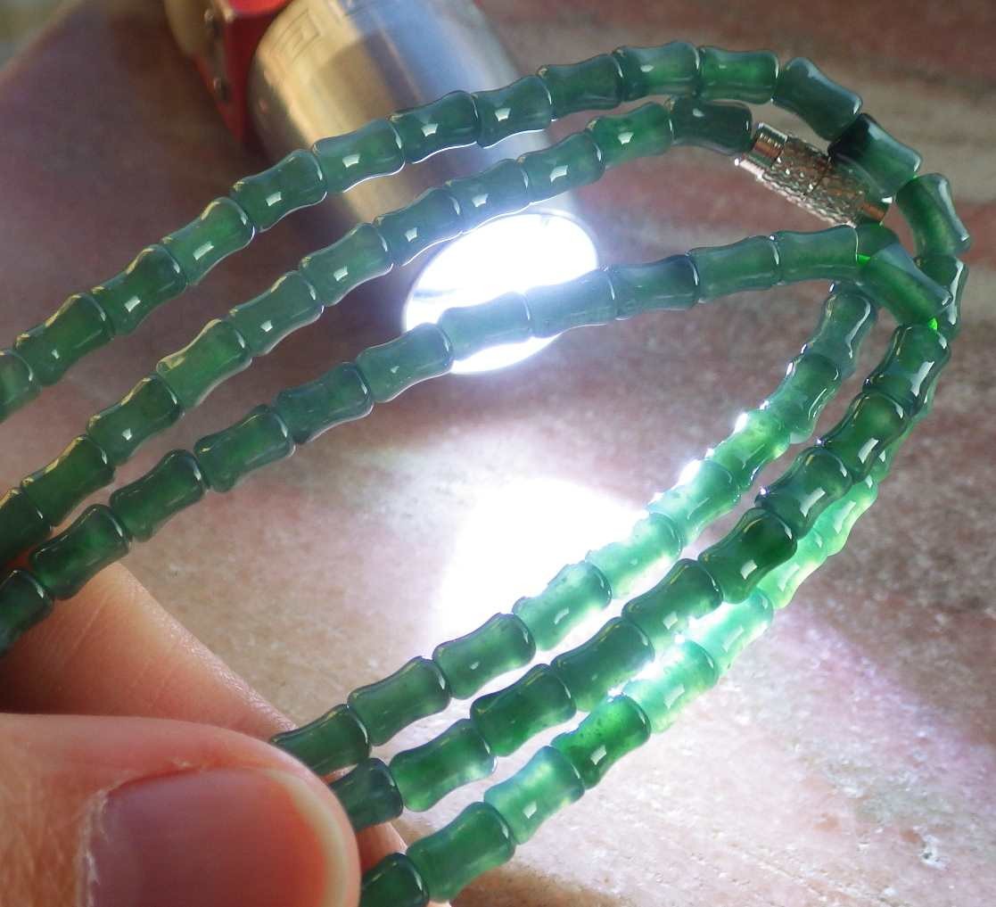 1 Pcs Video Certified Natural A Jade Jadeite Bamboo Bead Necklace 项链 122924