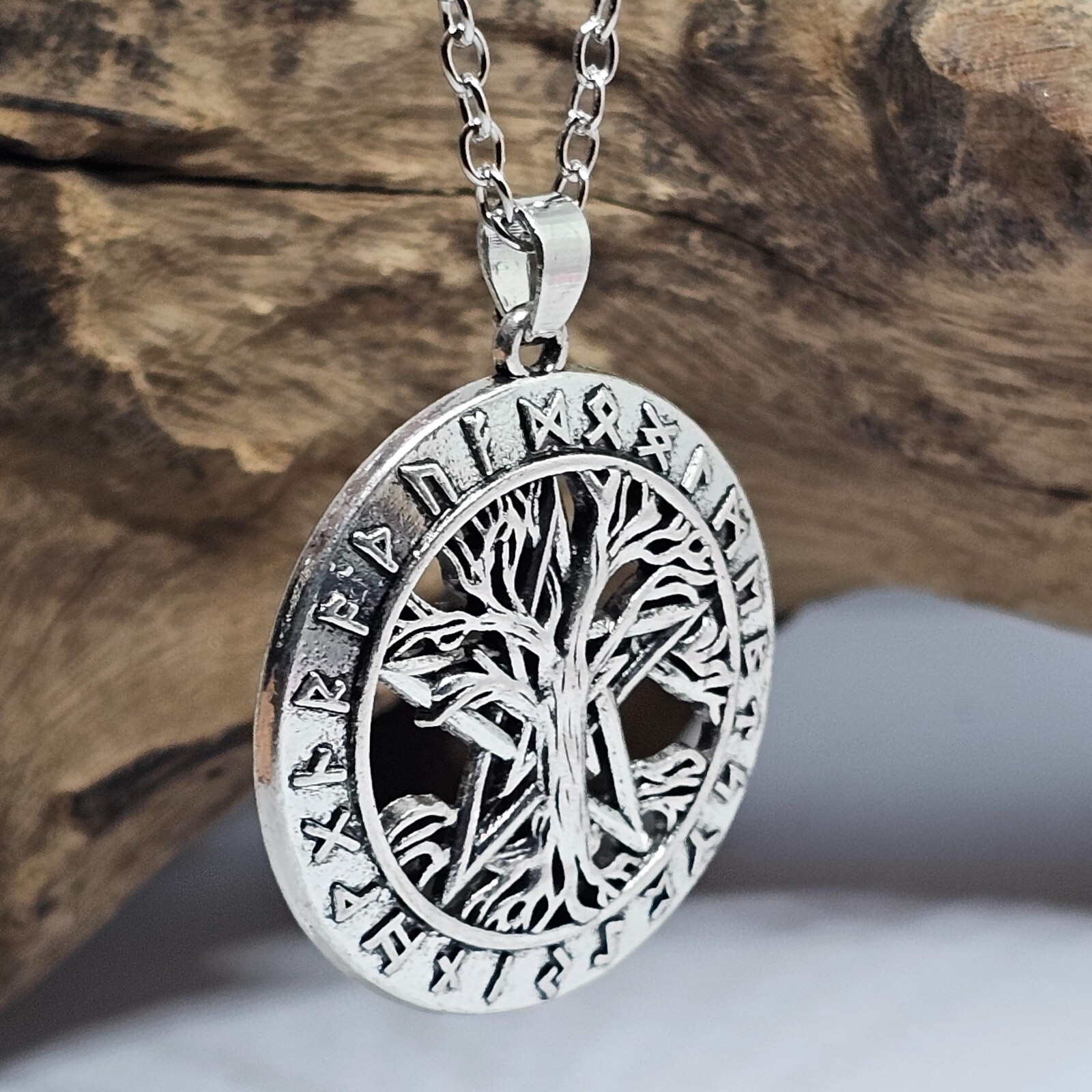 Pentacle Tree of Life Necklace Pendant Chain Necklace Rune Pagan Wicca Jewellery