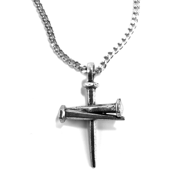 3 Nails Cross Necklace Lead Free Pewter Made in the USA (c80Lch)