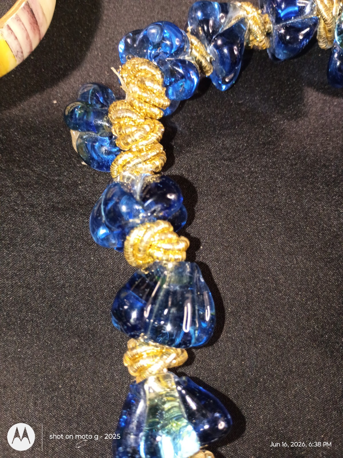 Blue & Clear Glass Beaded Necklaces Gold Tone Spacers Beads (Craft Only)