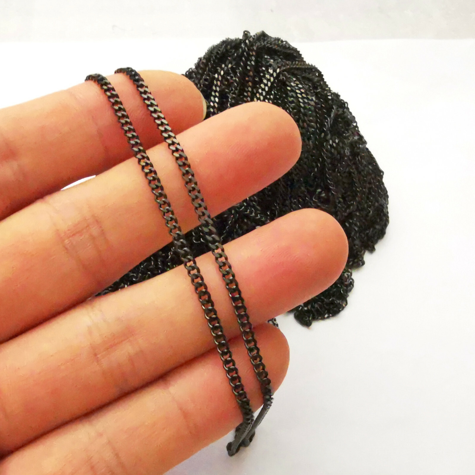 Delicate black stainless steel 2.2mm link Strong welded chainIn bulk 3m 5m 10m