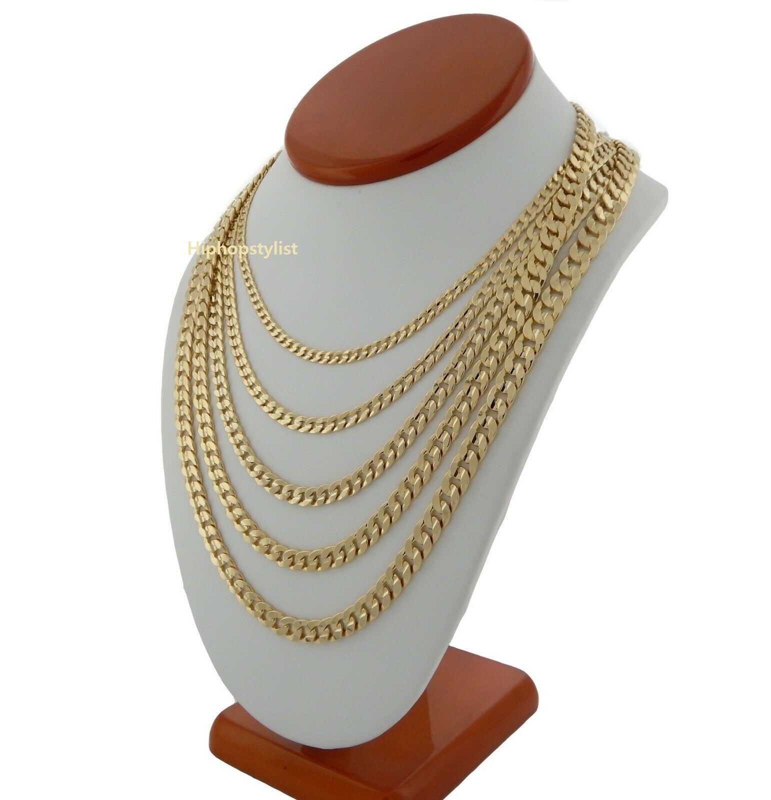 Mens Cuban link Chain 14k Gold Plated 8″ 9″ 20″ 22″ 24″ 30″ Concave Bracelet