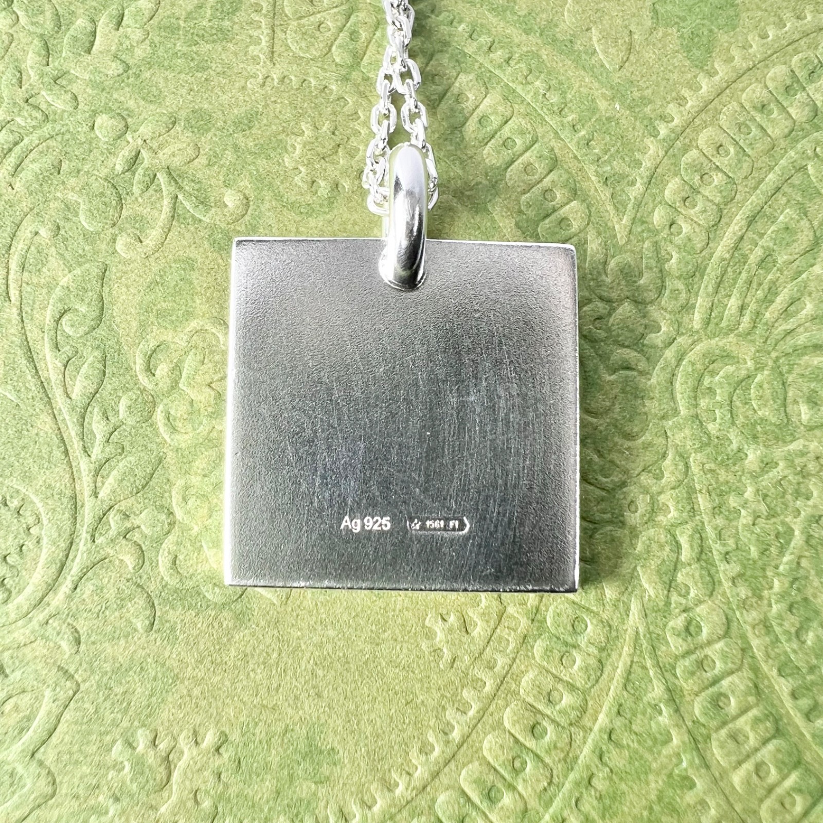 Gucci Square Plate Necklace Sterling Silver HBK775